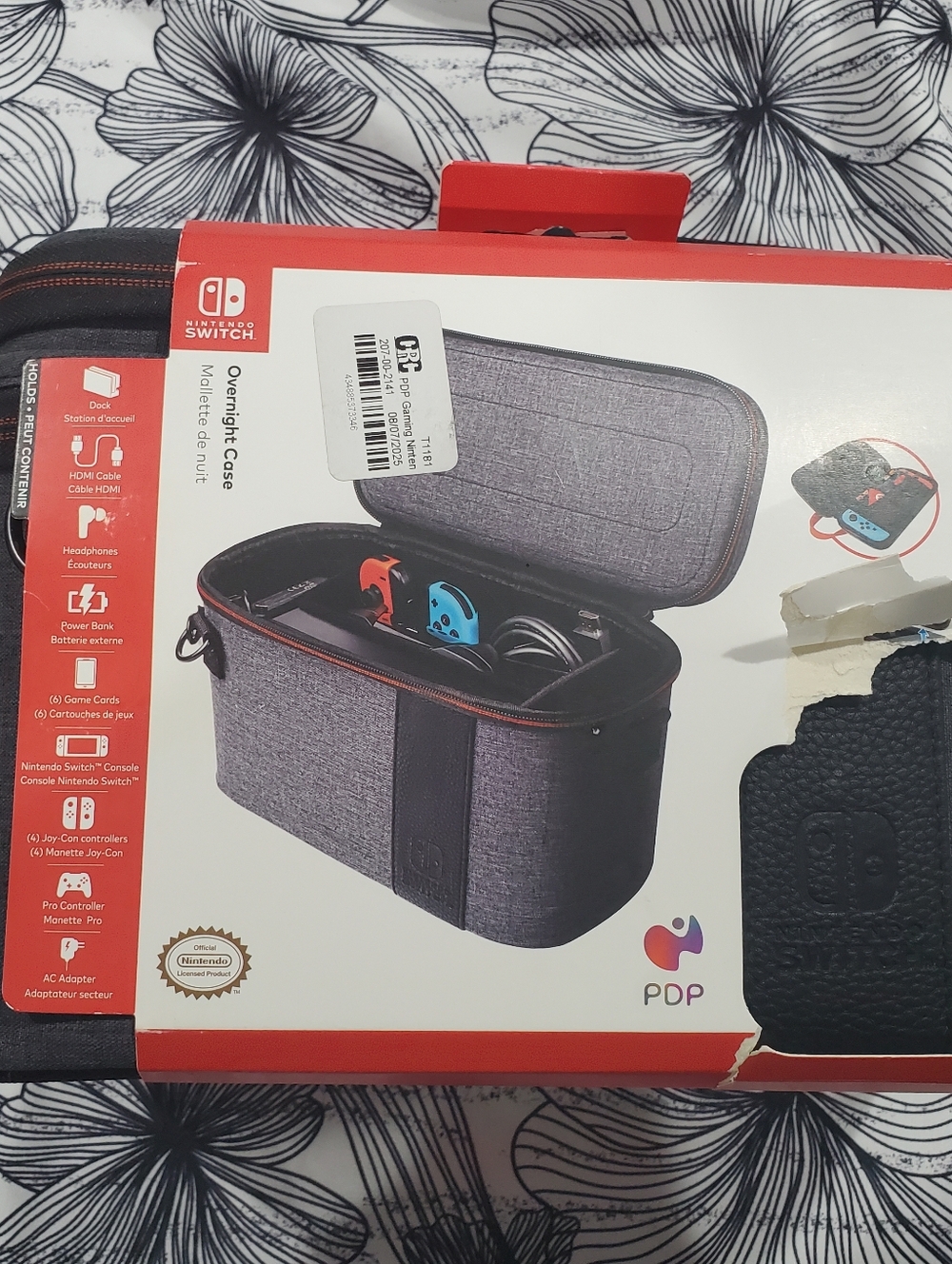 PDP Overnight Case for Nintendo Switch - Gray with Black Trim